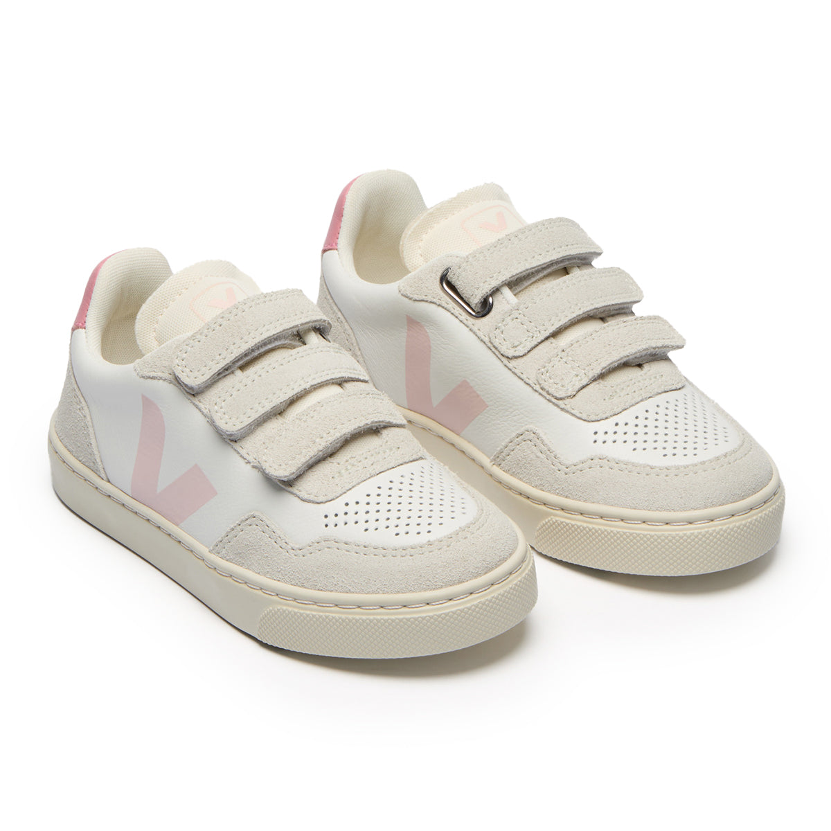 V-90 Extra White Petal Pink Velcro Sneaker – Les Mini