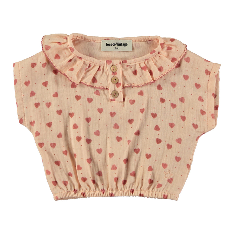 Heart Printed Blouse and Bloomer Set