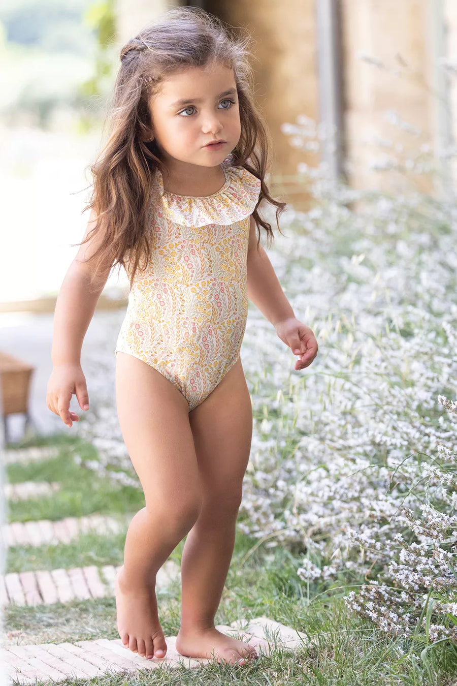 Light Floral Ruffled Swimsuit