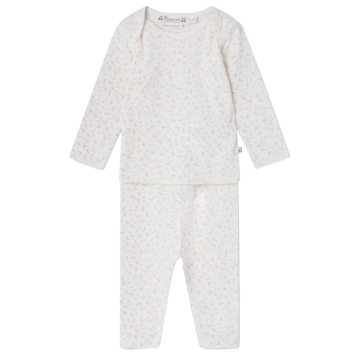 Baby Printed Cotton Jersey Onesie in Beige - Bonpoint