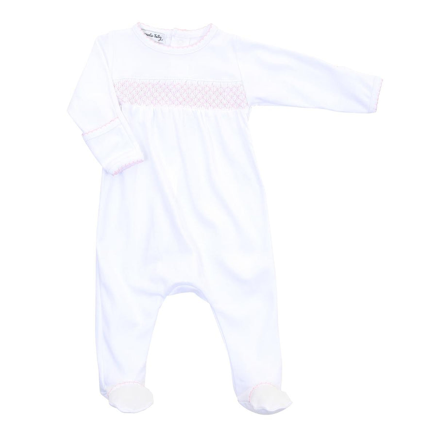 Essentials Pink Trim Smocked Footie