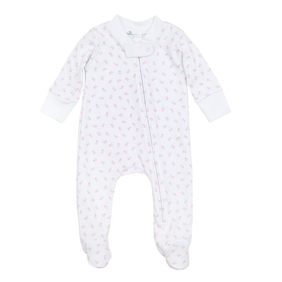 Juliette's Classics Pink Floral Zipper Footie