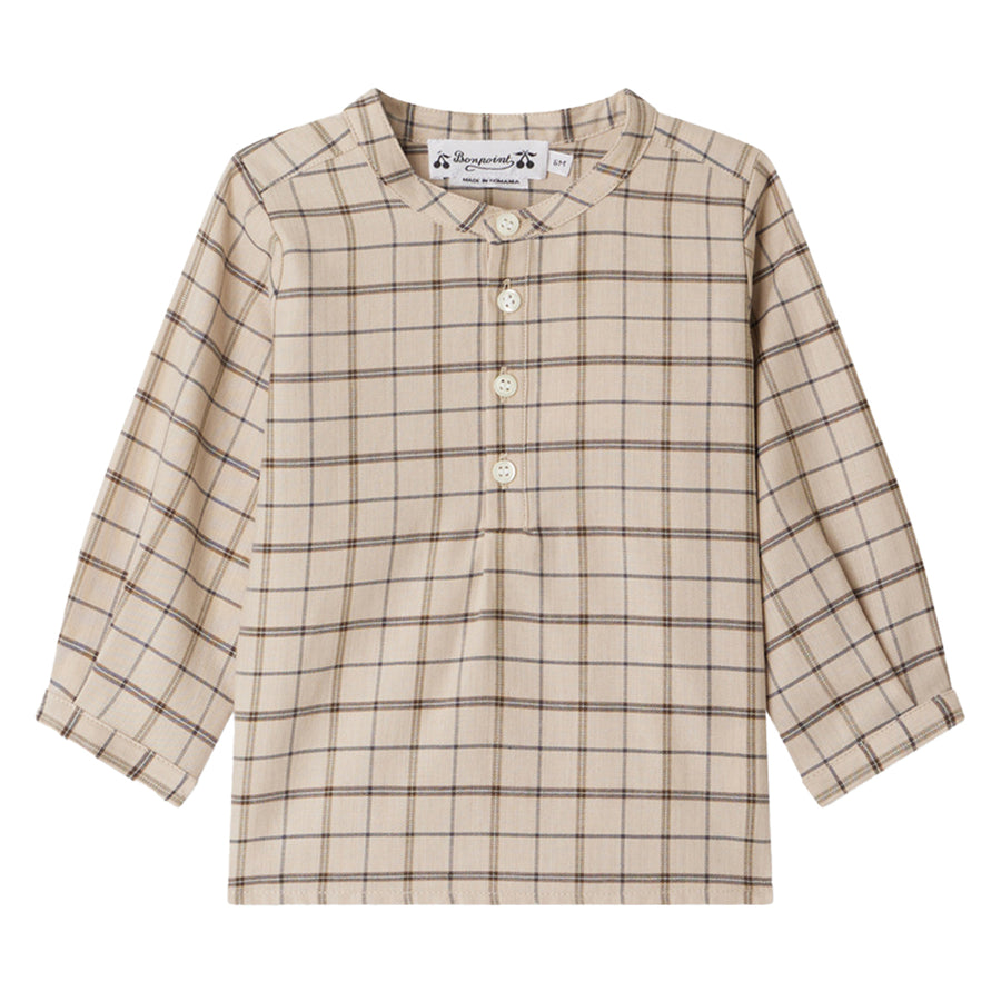 Polisson Beige Check Baby Shirt