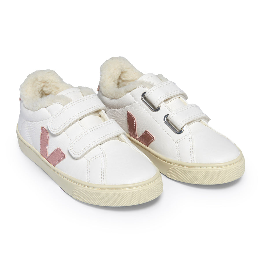 Esplar Winter White Nacre Faux Shearling Sneaker