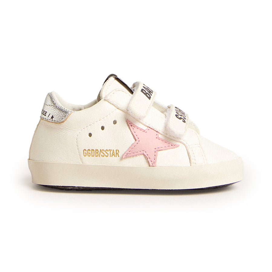 White Pink Silver Baby School Sneaker