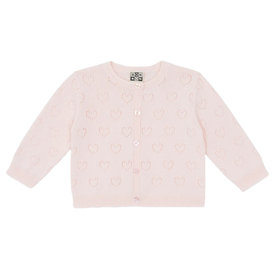 Lilet Pink Openwork Heart Cardigan