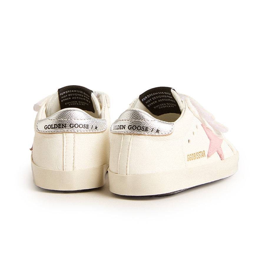 White Pink Silver Baby School Sneaker