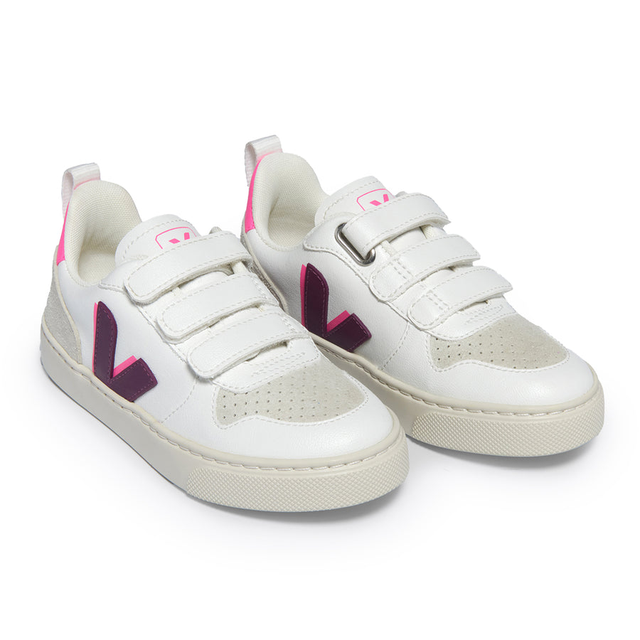 V-10 White Magenta Sari Velcro Sneaker