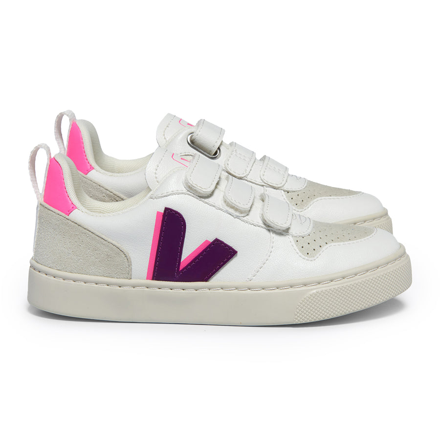 V-10 White Magenta Sari Velcro Sneaker