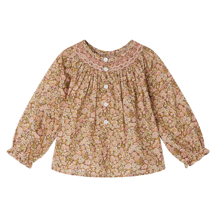 Griotte Pink Camelia Smocked Blouse