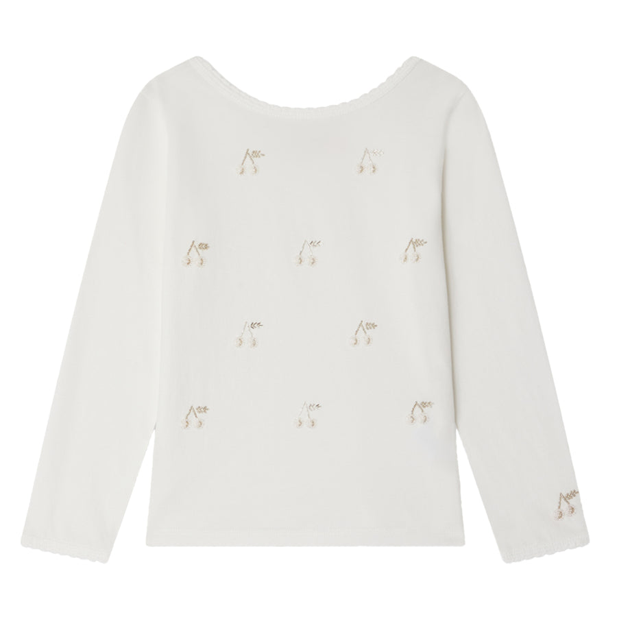 Jibou Cherry Beaded Long Sleeve T-Shirt