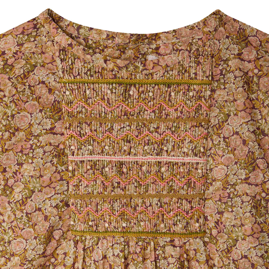 Juliette Camelia Pink Liberty Smocked Blouse