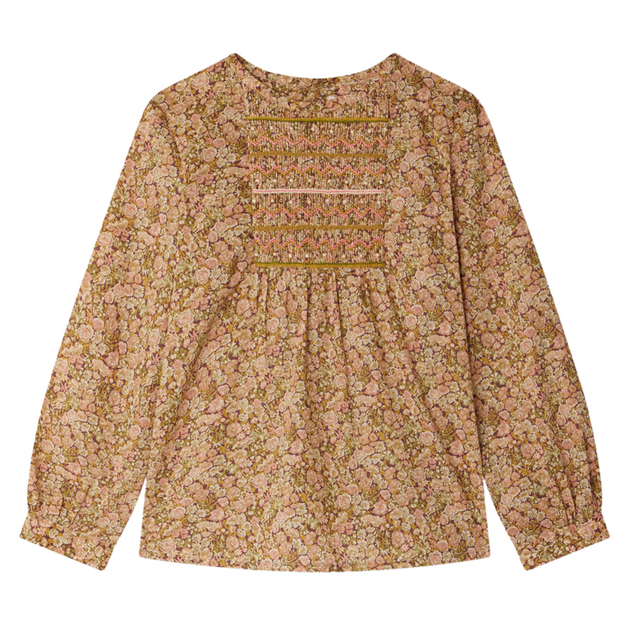 Juliette Camelia Pink Liberty Smocked Blouse