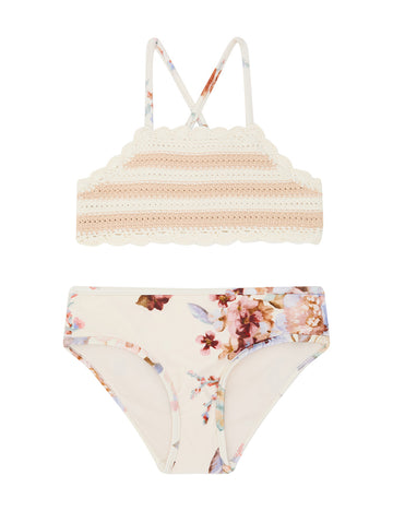 Awaken Ivory Floral Knit Bikini