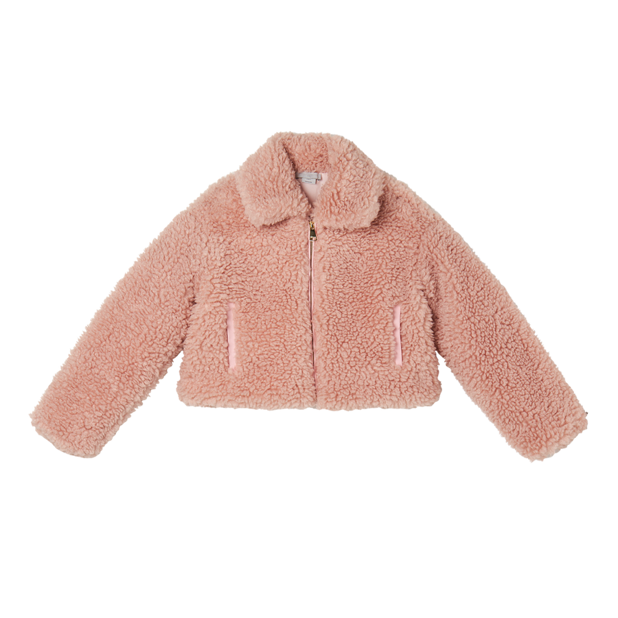 Pink Teddy Cropped Jacket