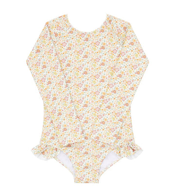 Marigold Floral Rashguard One Piece Suit