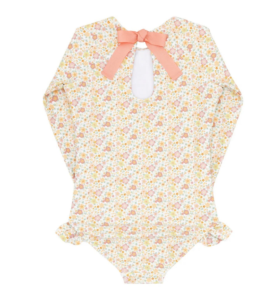 Marigold Floral Rashguard One Piece Suit