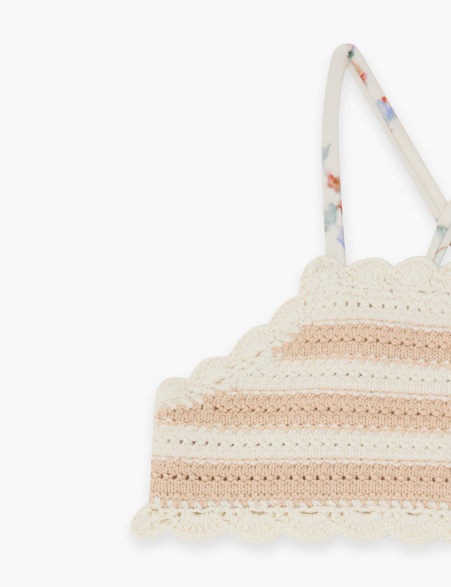 Awaken Ivory Floral Knit Bikini