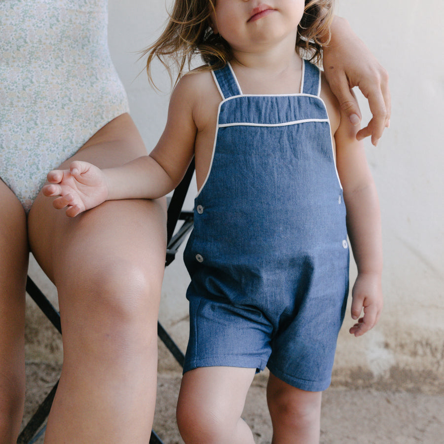 Washed Chambray Short Overall