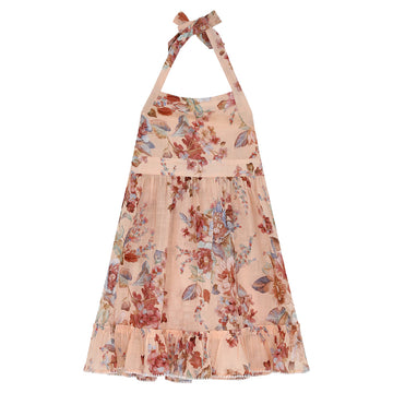 Awaken Guava Floral Halter Dress