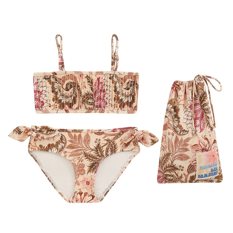 Daylight Peach Floral Pintuck Bikini