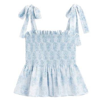 Gigi Blue Mini Roses Top