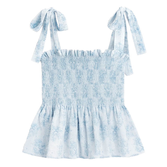 Gigi Blue Mini Roses Top