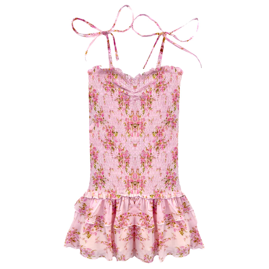 Meri Pink Bouquet Smocked Dress