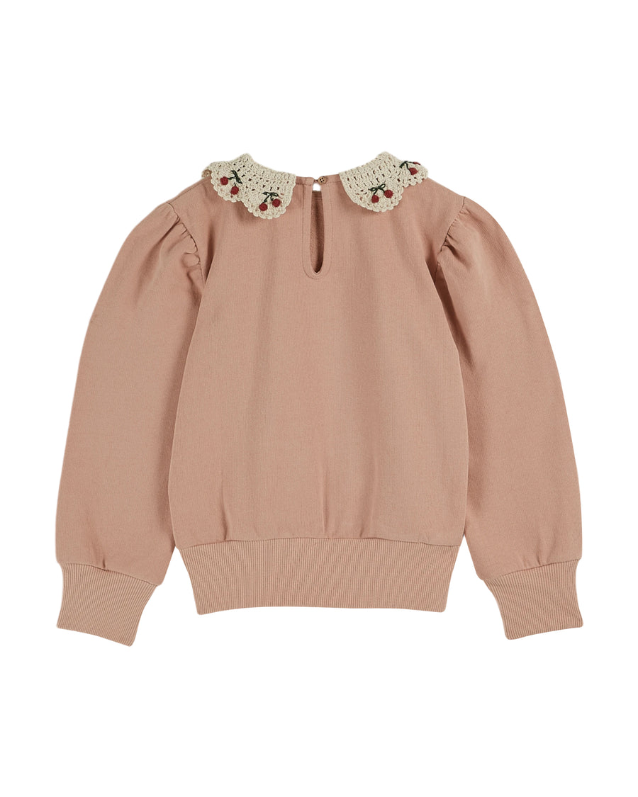 Cherry Embroidered Collar Sweatshirt