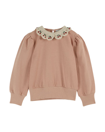 Cherry Embroidered Collar Sweatshirt