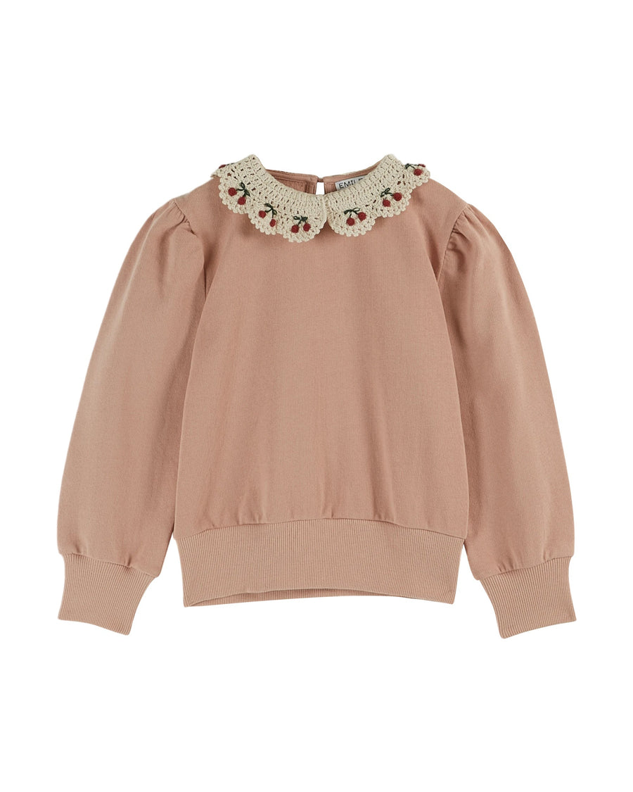 Cherry Embroidered Collar Sweatshirt