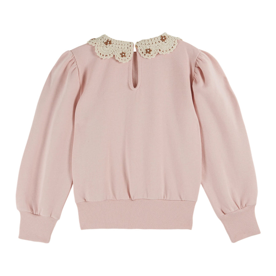Peony Crochet Collar Sweatshirt