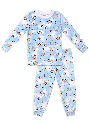 Blue Santa Cookie Pajama Set