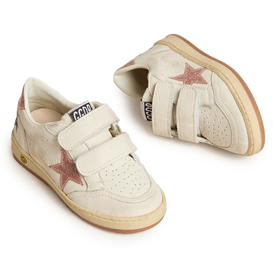Ballstar White Peach Glitter Velcro Sneaker