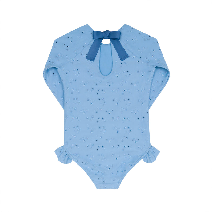 Blue Eyelet Rashguard One Piece
