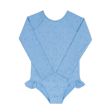 Blue Eyelet Rashguard One Piece