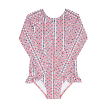 Floral Tile Rashguard One Piece