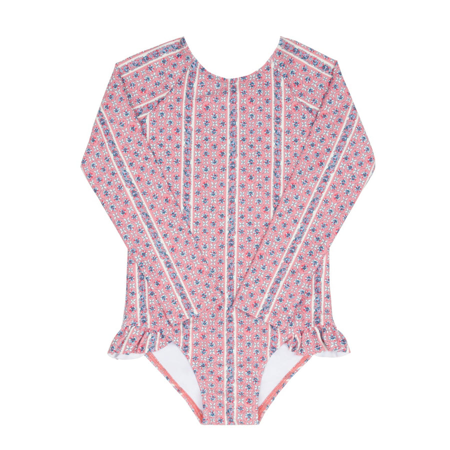 Floral Tile Rashguard One Piece