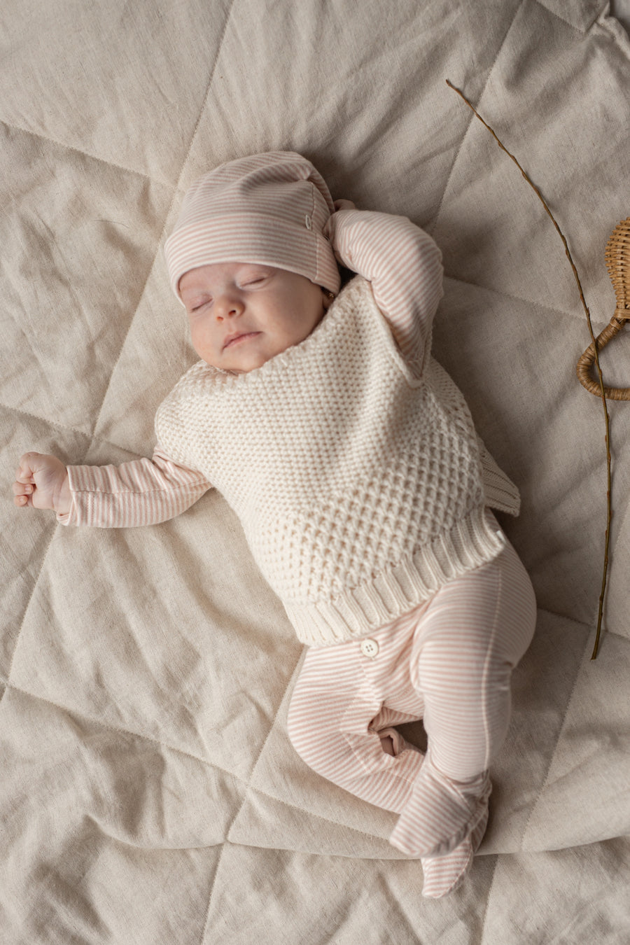 Gio Organic Pink Striped Baby Hat