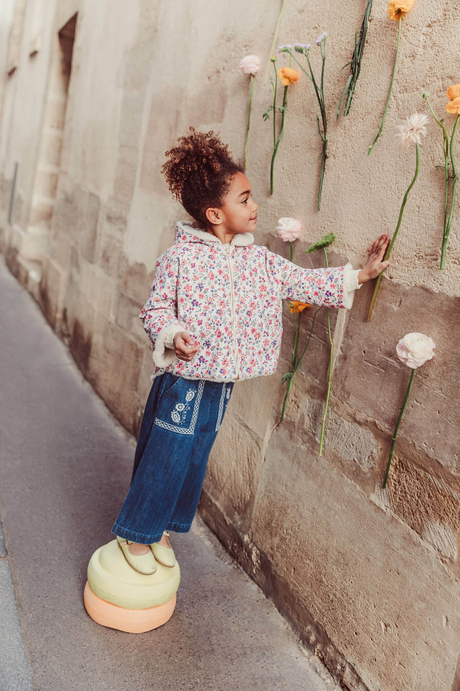 Flofi Stone Blue Embroidered Jeans