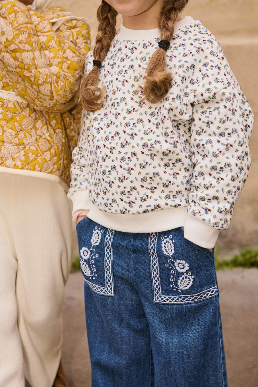 Flofi Stone Blue Embroidered Jeans