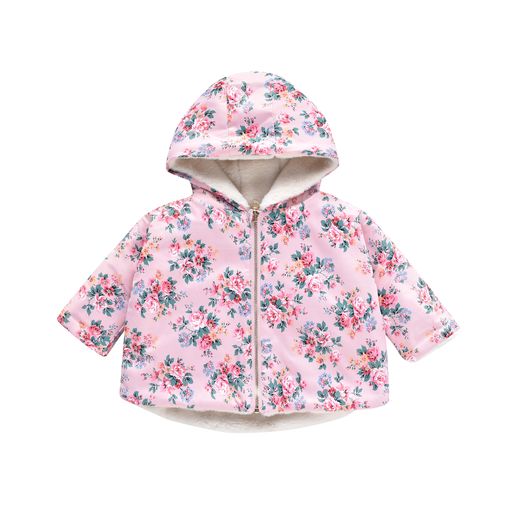Baby Felvet Pink Seylan Flowers Reversible Jacket