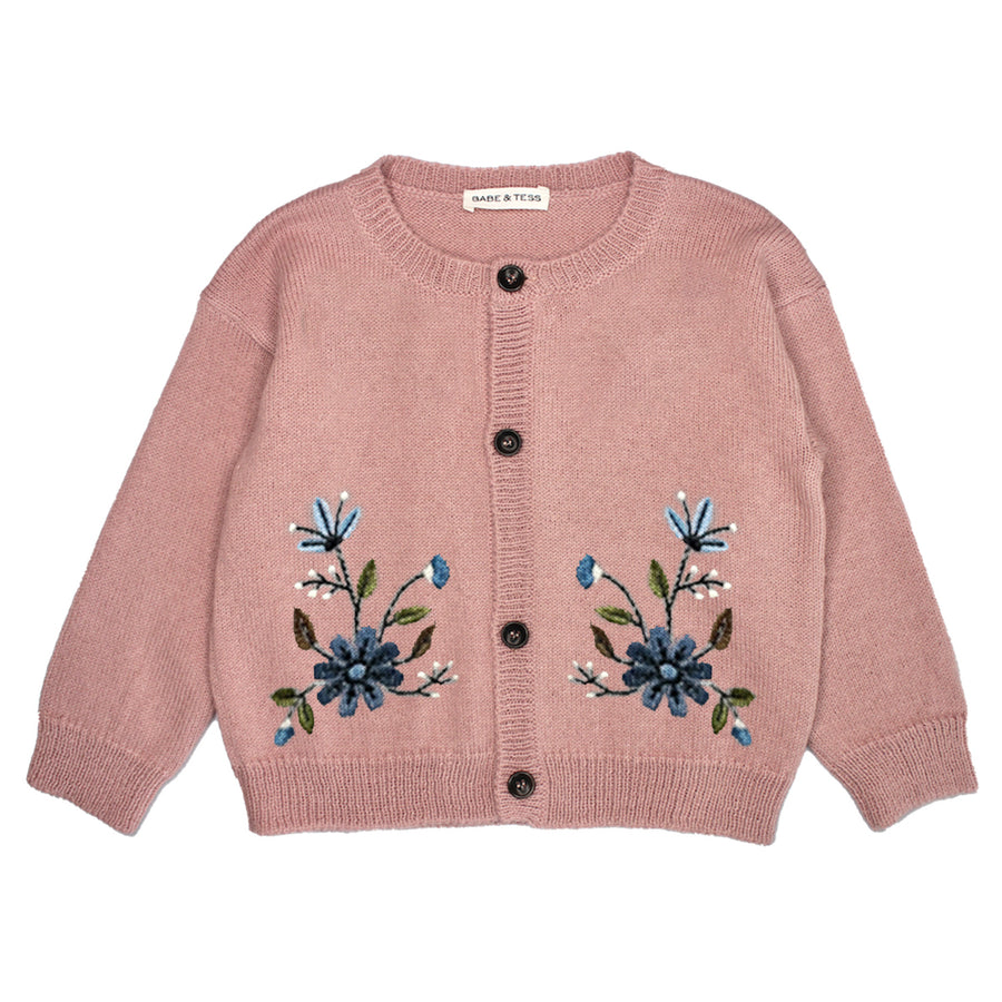 Pink Floral Embroidered Cardigan