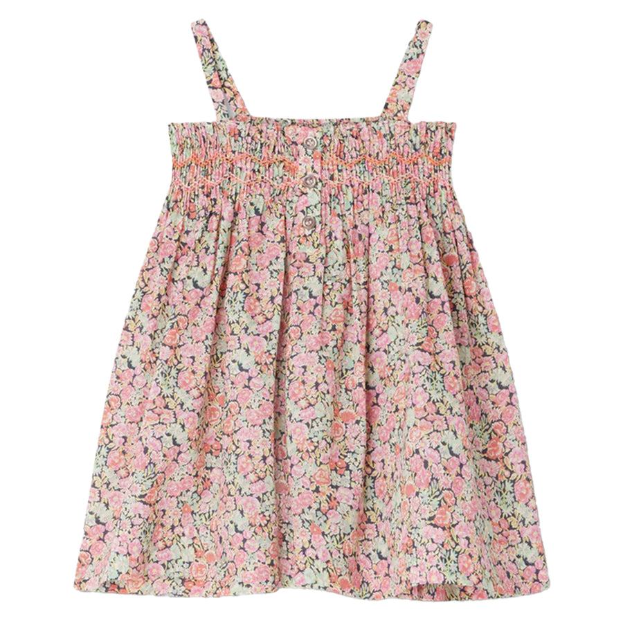 Fabricia Coral Floral Smocked Dress