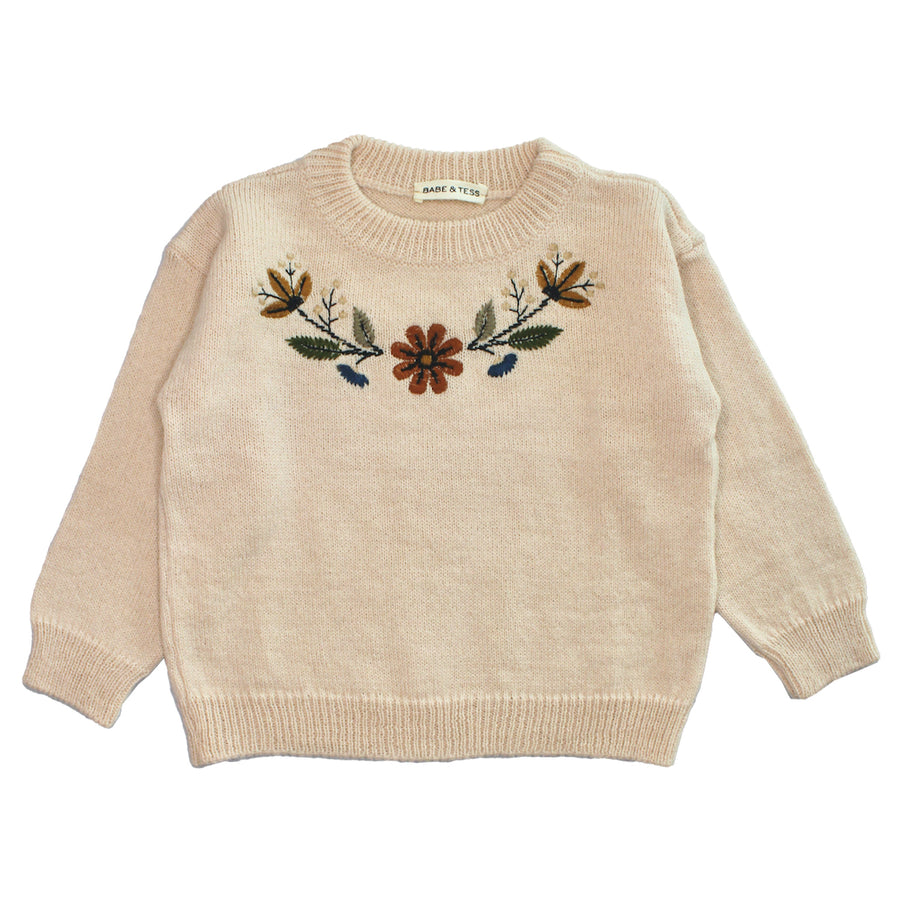 Ivory Floral Embroidered Sweater