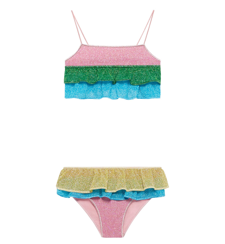 Multicolor Lurex Ruffled Bikini