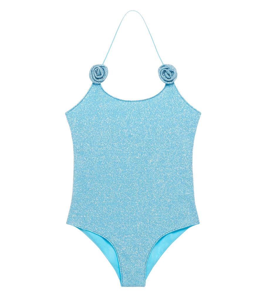 Turquoise Rose Lurex One Piece Suit