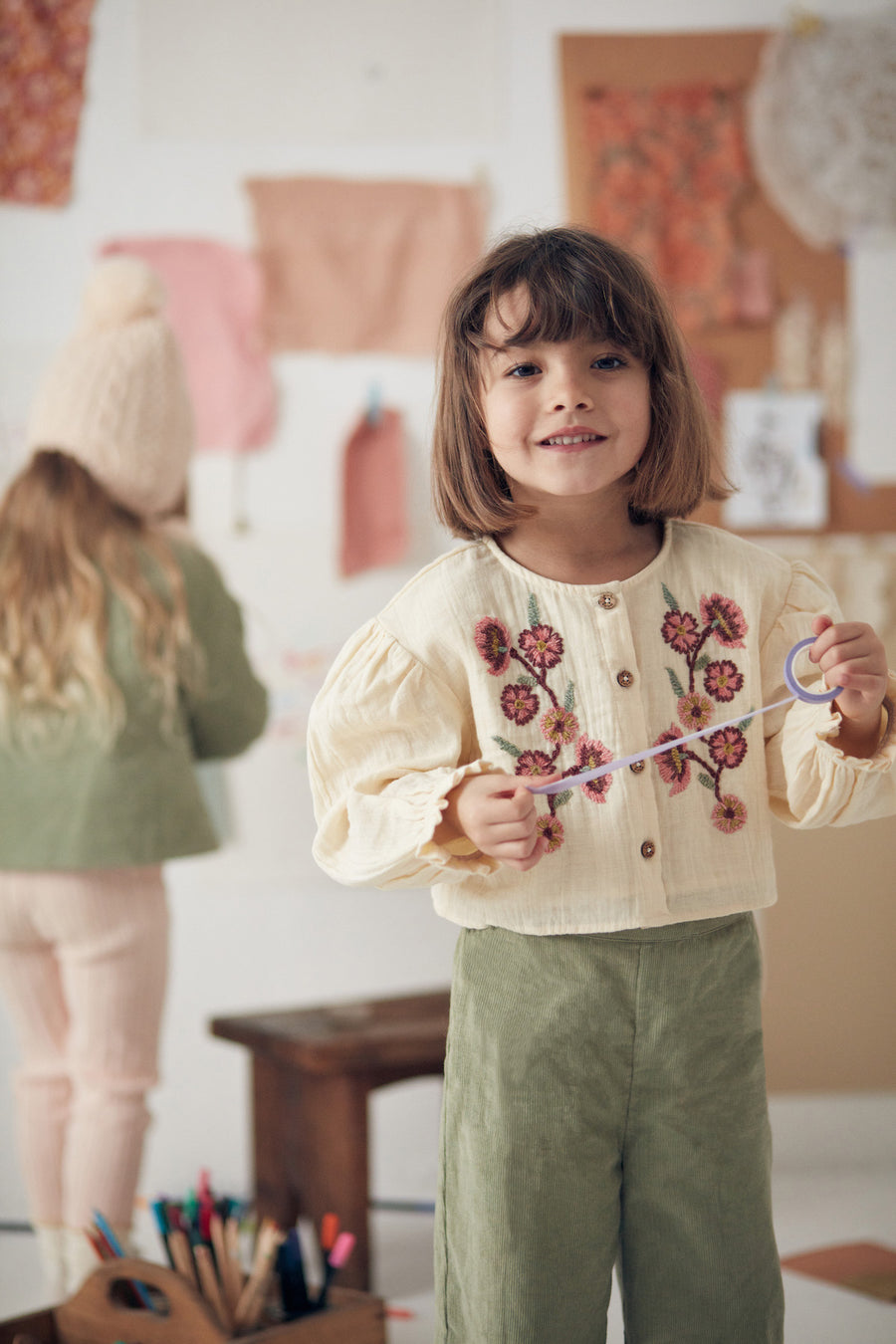 Celina Embroidered Cream Blouse