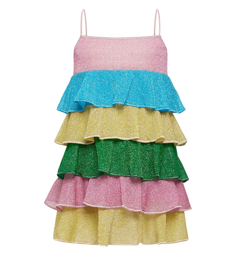 Multicolor Lurex Ruffled Dress