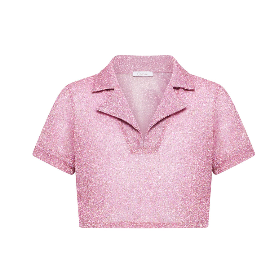 Pink Lurex Polo Shirt